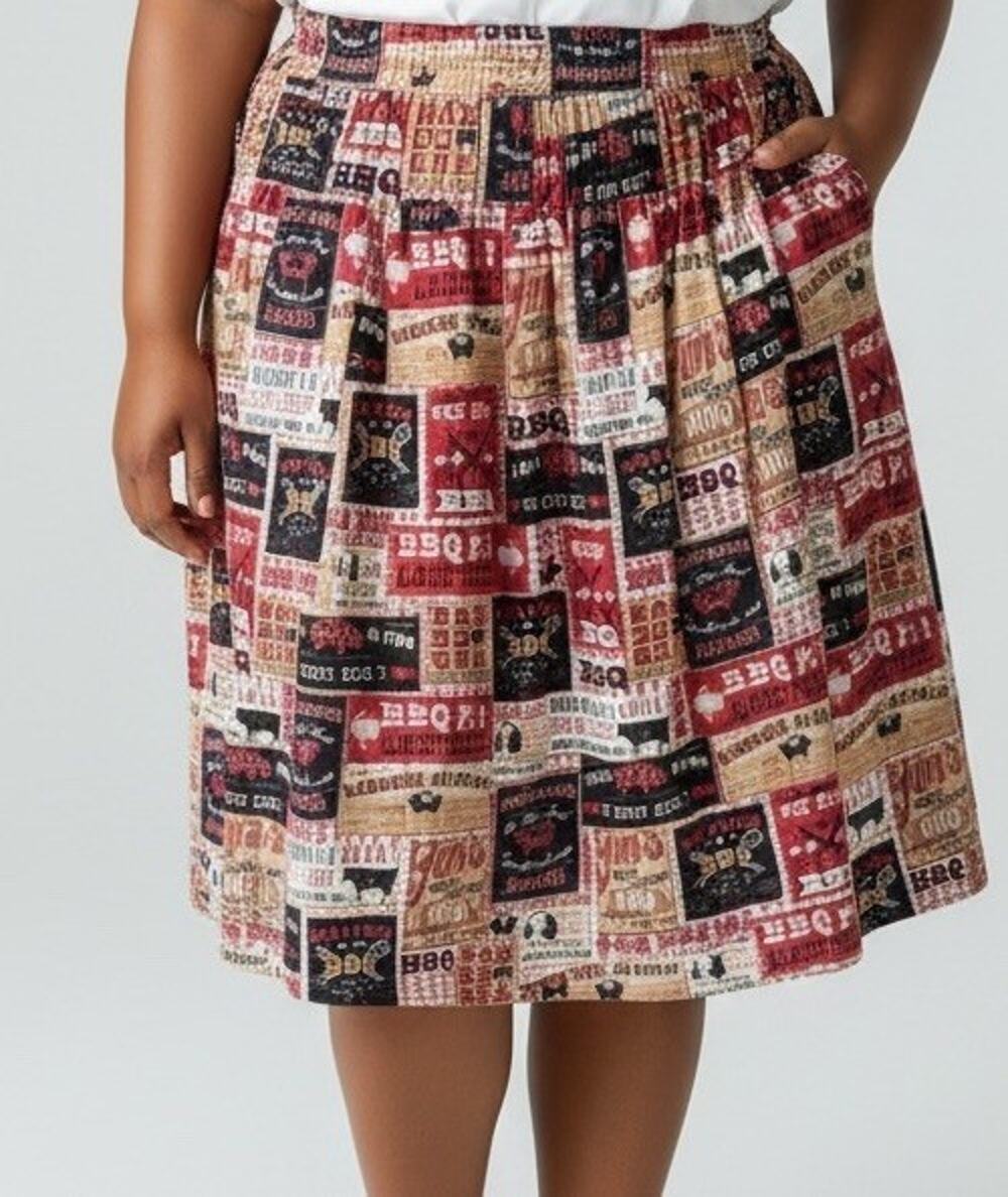 ModCloth Retrolicious Texas BBQ Skirt 1X Rockabilly Pinup Cotton USA Made